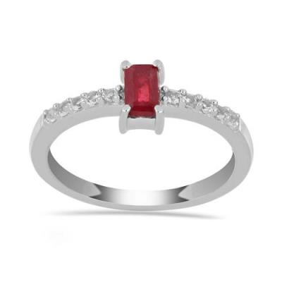 BUY STERLING SILVER REAL GLASS FILLED RUBY GEMSTONE CLASSIC RING